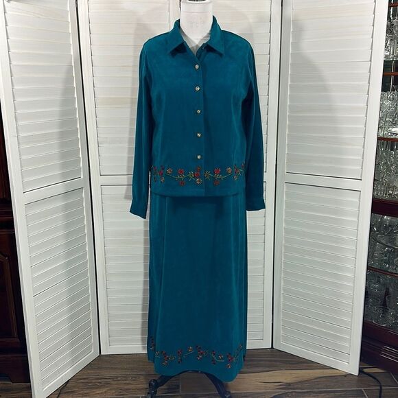 Fall Autumn Dress Set Large Jane Ashley 2 Piece Maxi Y2K - Picture 2 of 14